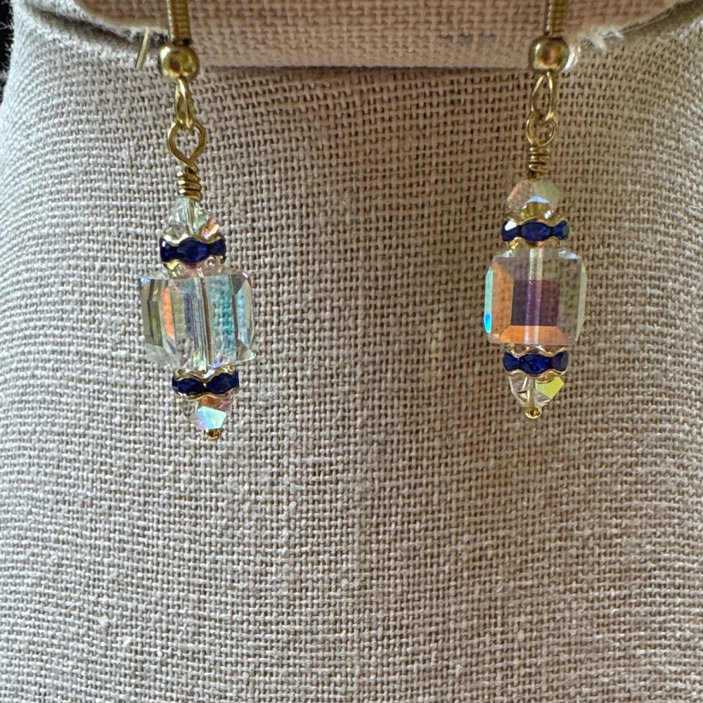 September Birthday 🎂- AB Clear Swarovski with Sapphire Rhinestone Earrings 2/$22